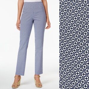 Charter Club NEW Cambridge Slim Leg Geo Print Mid Rise Pants Sz 10